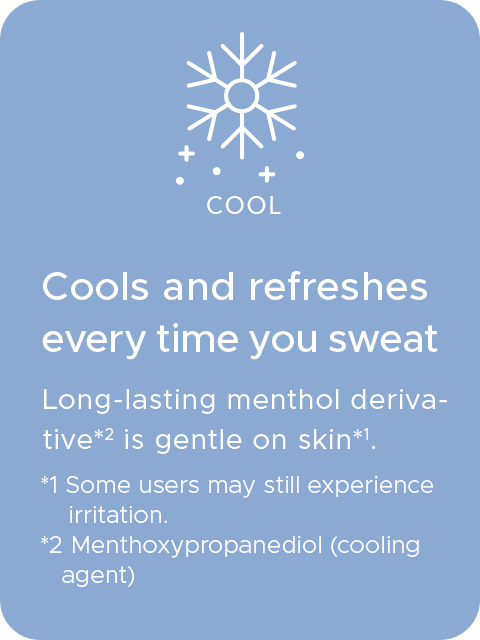 Cools and refreshes every time you sweat